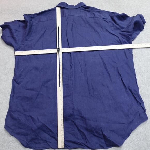 Polo Ralph Lauren Shirt 2XLT Blue Solid Button Down 100% Linen Short Sleeves - Picture 5 of 7